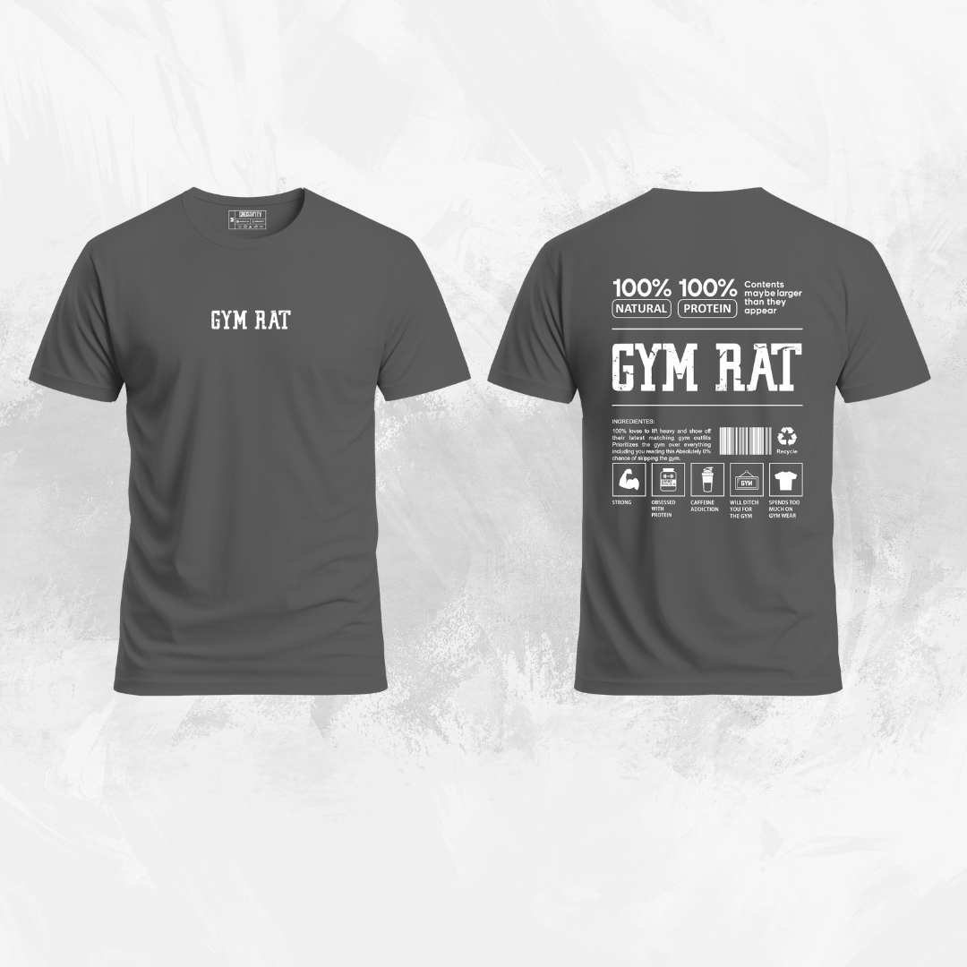 Camiseta GYM RAT V3 (Algodon Poliester) Gris Oscuro