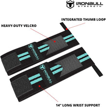 Cargar imagen en el visor de la galería, Muñequeras IRON BULL Dama Originales Negro / Menta