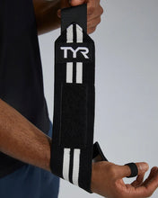 Cargar imagen en el visor de la galería, TYR Wrist Wraps - Solid (muñequeras elásticas) Negro - Blanco