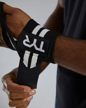 Cargar imagen en el visor de la galería, TYR Wrist Wraps - Solid (muñequeras elásticas) Negro - Blanco
