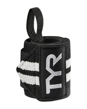 Cargar imagen en el visor de la galería, TYR Wrist Wraps - Solid (muñequeras elásticas) Negro - Blanco