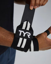 Cargar imagen en el visor de la galería, TYR Wrist Wraps - Solid (muñequeras elásticas) Negro - Blanco