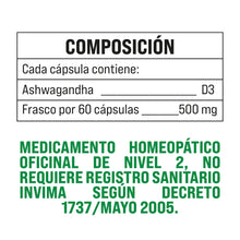 Cargar imagen en el visor de la galería, Ashwagandha 60 Capsulas