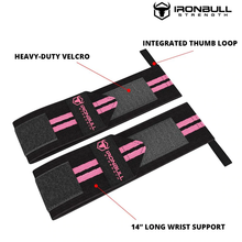 Cargar imagen en el visor de la galería, Muñequeras IRON BULL Dama Originales Negro / Rosa