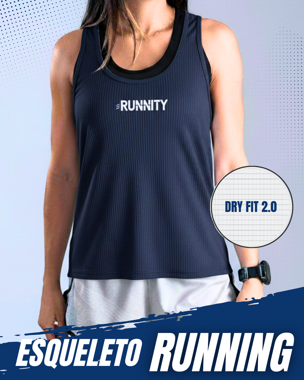 ESQUELETO RUNNING DAMA DRY FIT 2.0 AZUL OSCURO