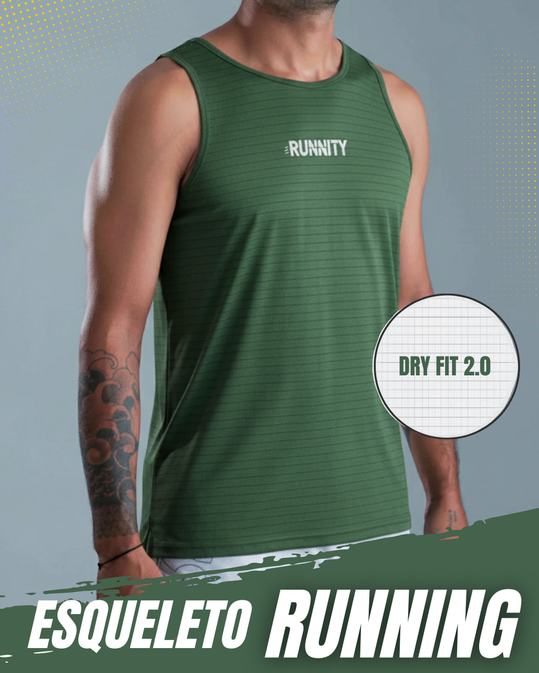 ESQUELETO RUNNING CABALLERO DRY FIT 2.0 VERDE