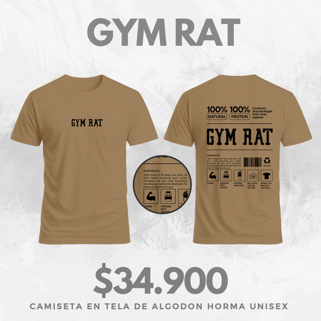 Camiseta GYM RAT  V3 (Algodon + Poliester) Avellana