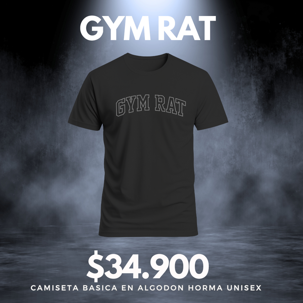 Camiseta  Gym Rat V2 (Algodon + Poliester) Negro