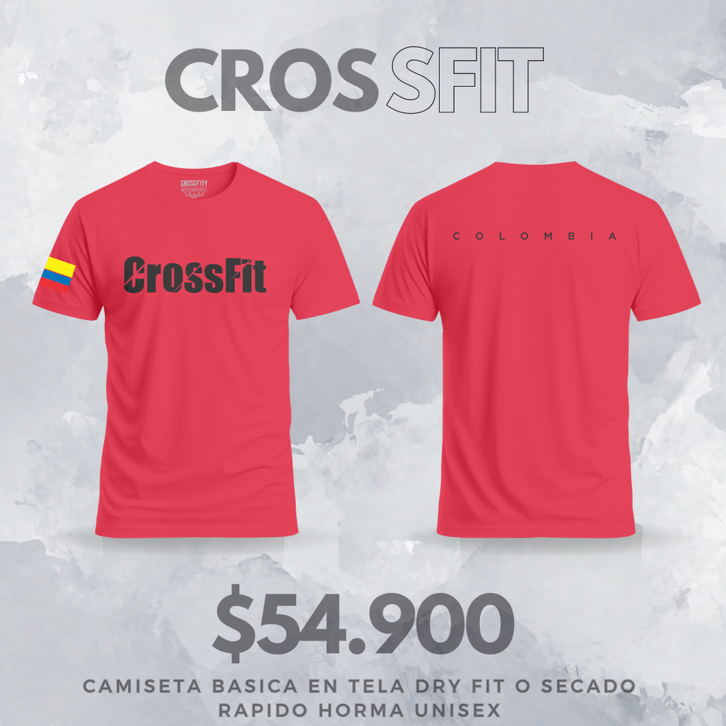 Camiseta Crossfit V1 Rojo Negro Dry Fit TiendaCrossfity