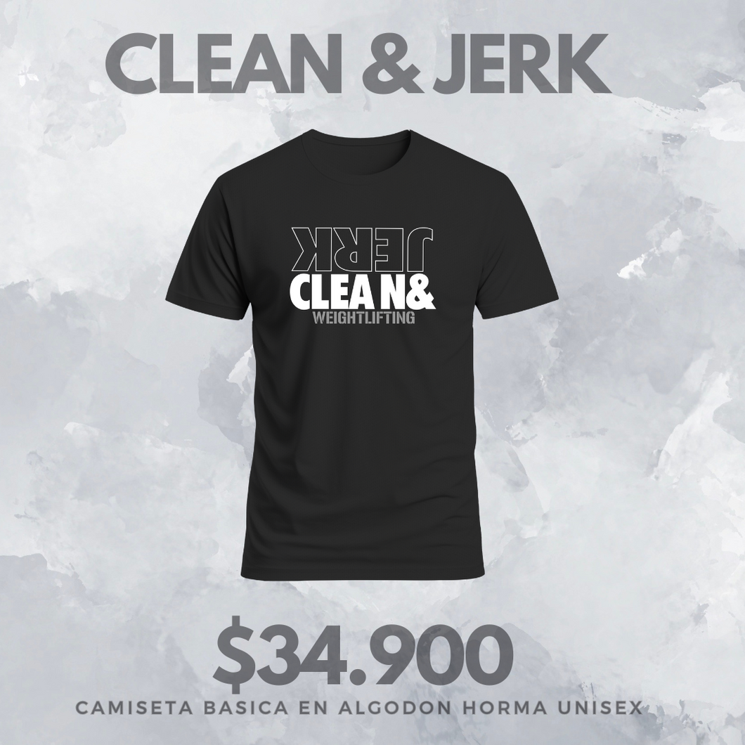 Camiseta Clean & Jerk (Algodon + Poliester) Negro