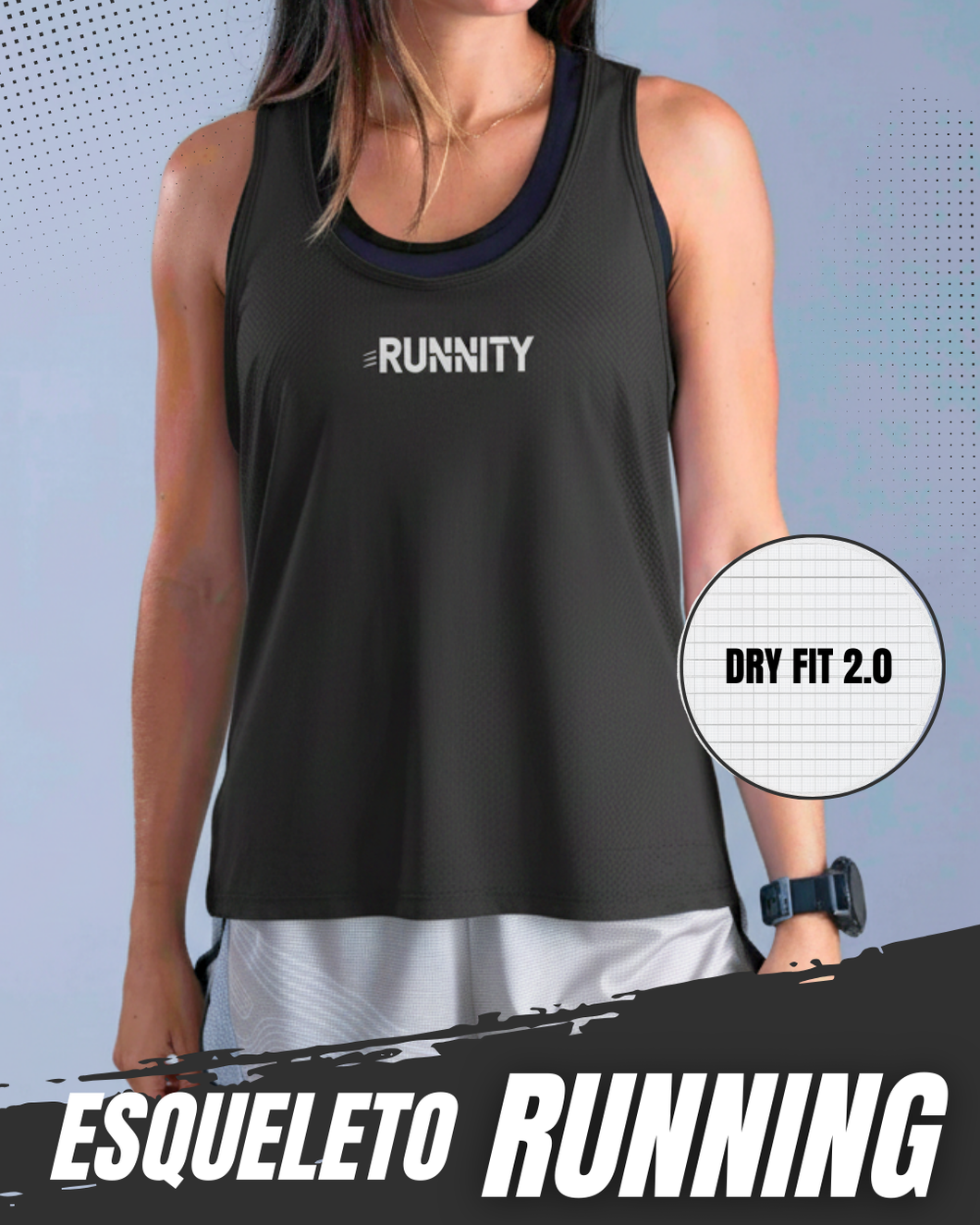 ESQUELETO RUNNING DAMA DRY FIT 2.0 NEGRO