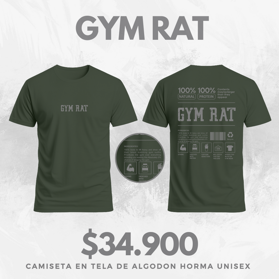 Camiseta GYM RAT  V3 (Algodon + Poliester) Verde militar