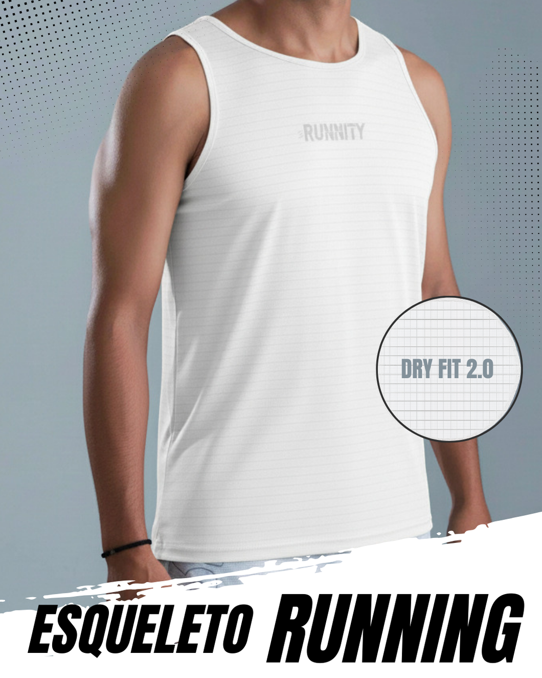 ESQUELETO RUNNING CABALLERO DRY FIT 2.0 BLANCO