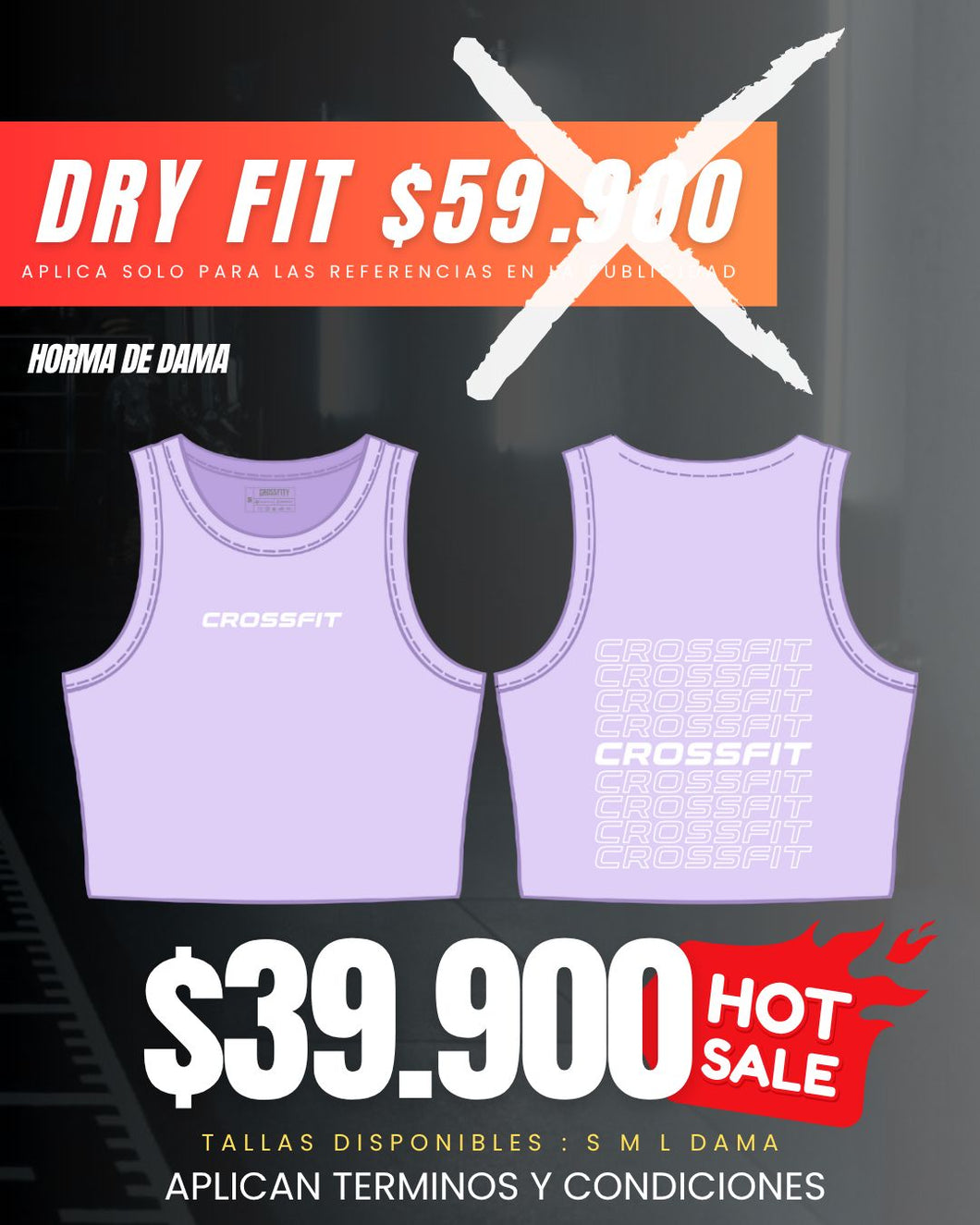 Tank Top Horma Dama Tela Dry Fit CROSSFIT LILA
