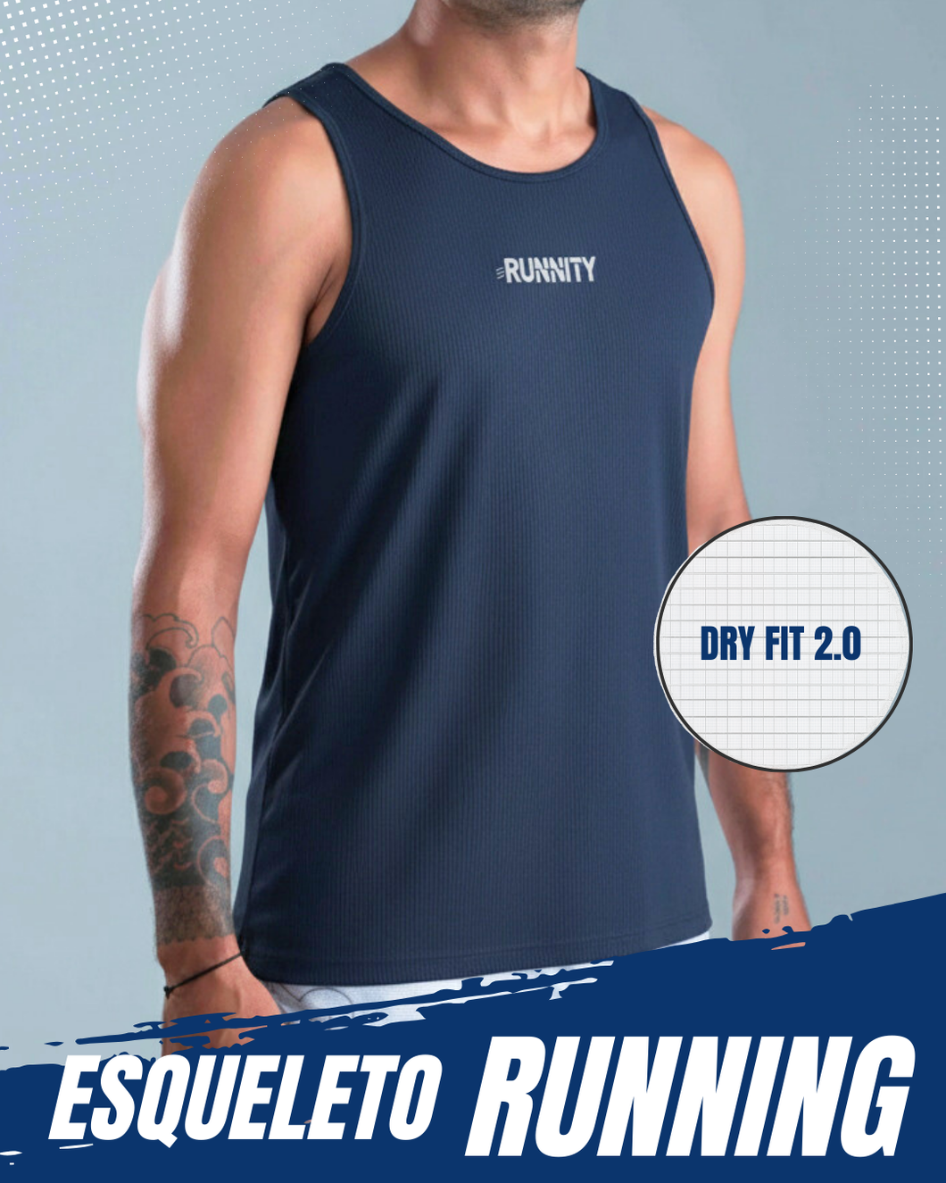 ESQUELETO RUNNING CABALLERO DRY FIT 2.0 AZUL OSCURO