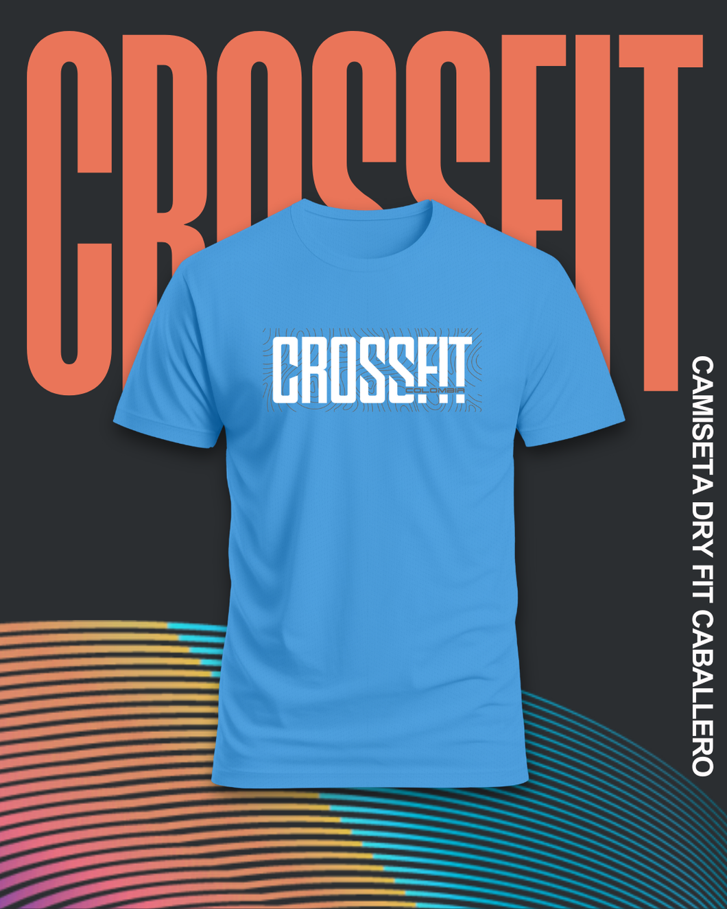 Camiseta crossfit colombia v4 Celeste