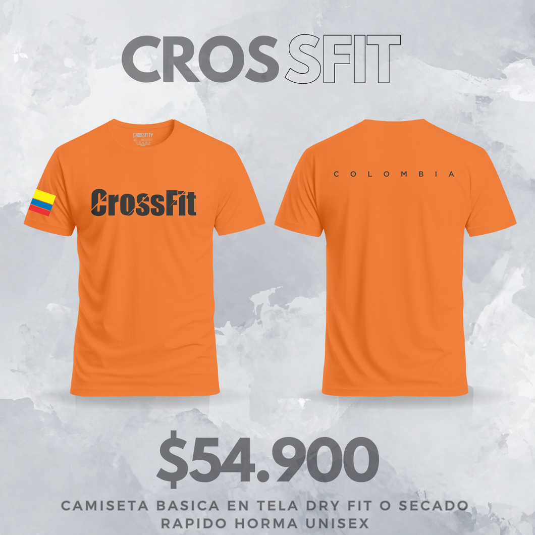 Camiseta Crossfit V1 Naranja / Negro (Dry Fit)