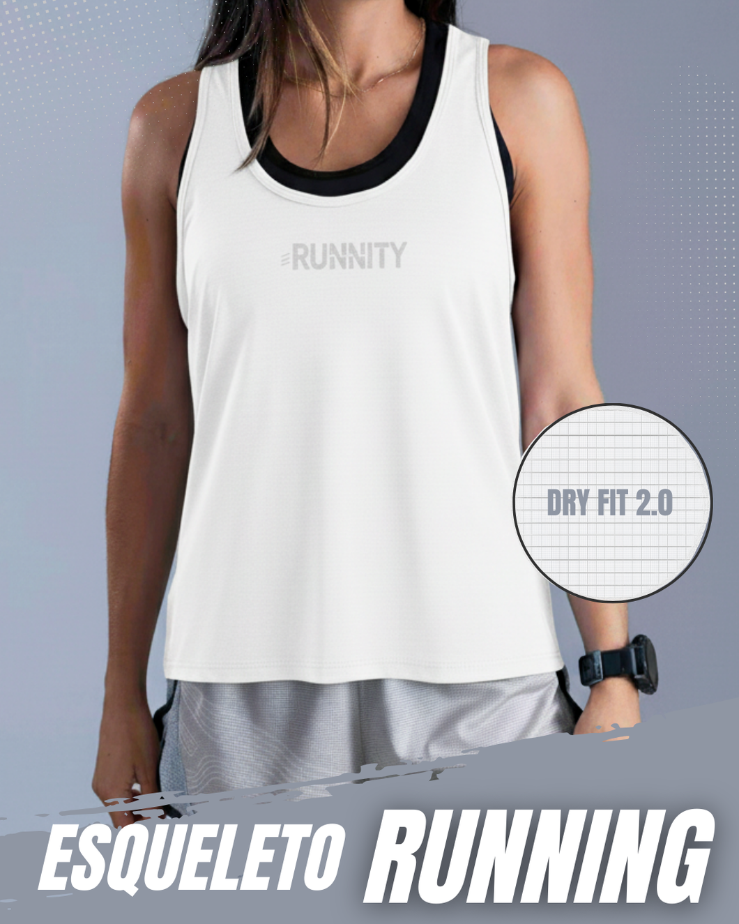 ESQUELETO RUNNING DAMA DRY FIT 2.0 BLANCO