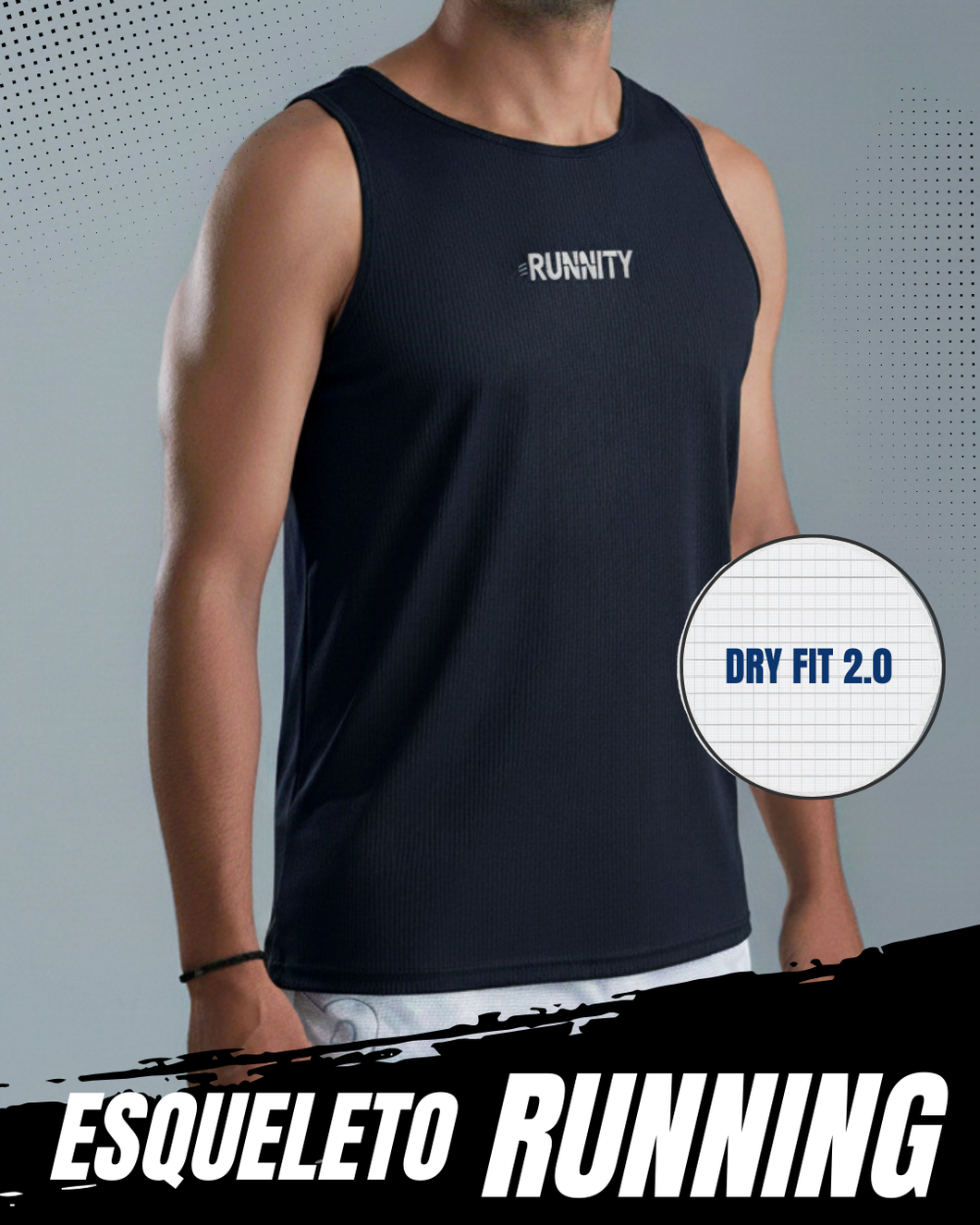 ESQUELETO RUNNING CABALLERO DRY FIT 2.0 NEGRO