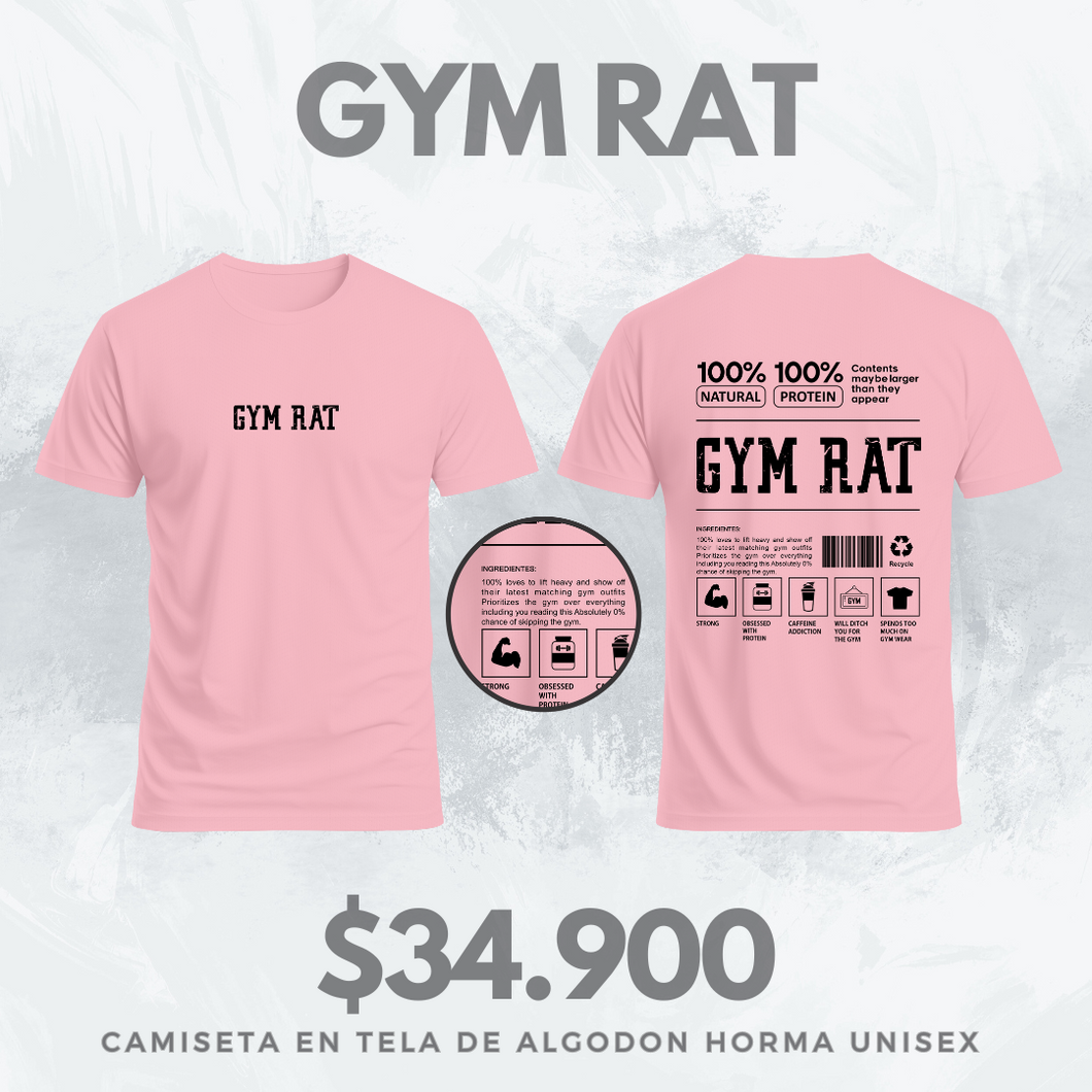 Camiseta GYM RAT  V3 (Algodon + Poliester) Rosa