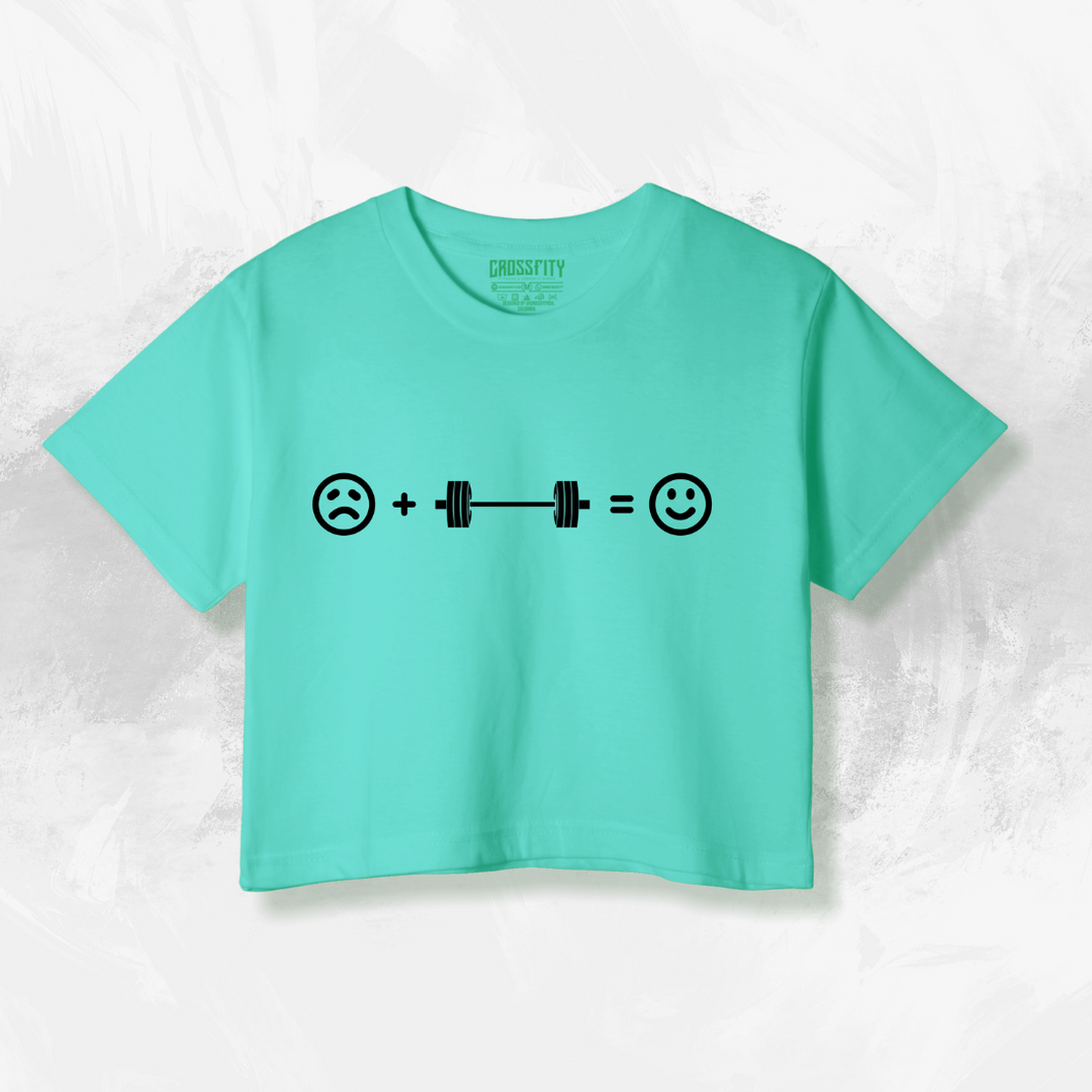 Crop Top dama Happy Barbell (Algodón + Poliéster) Verde menta