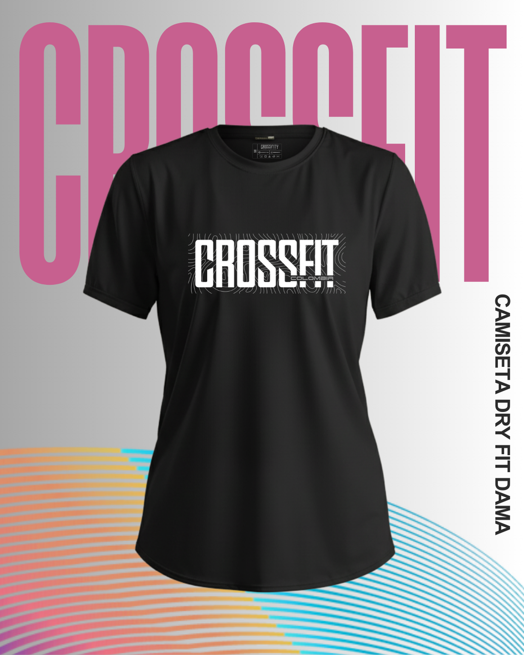Camiseta crossfit colombia v4 Damas negro