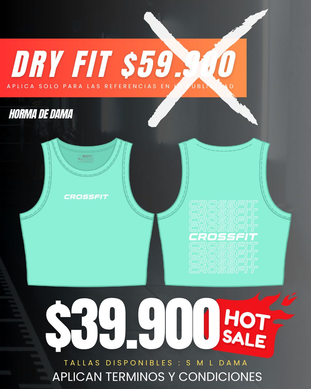Tank Top Horma Dama Tela Dry Fit CROSSFIT VERDE MENTA