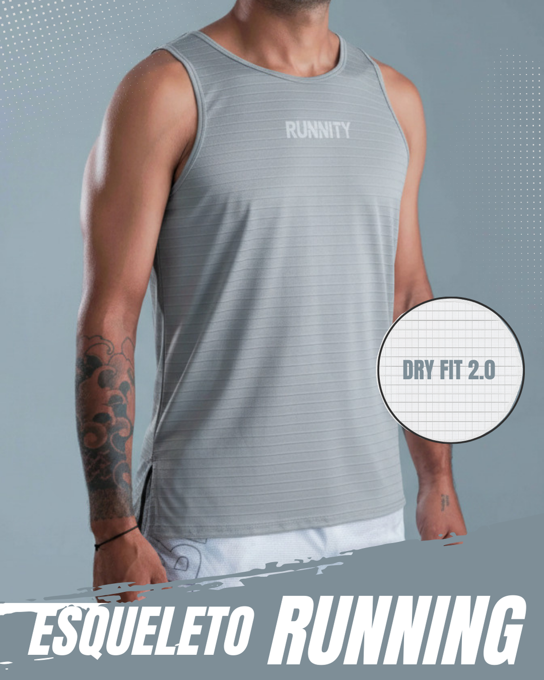 ESQUELETO RUNNING CABALLERO DRY FIT 2.0 GRIS