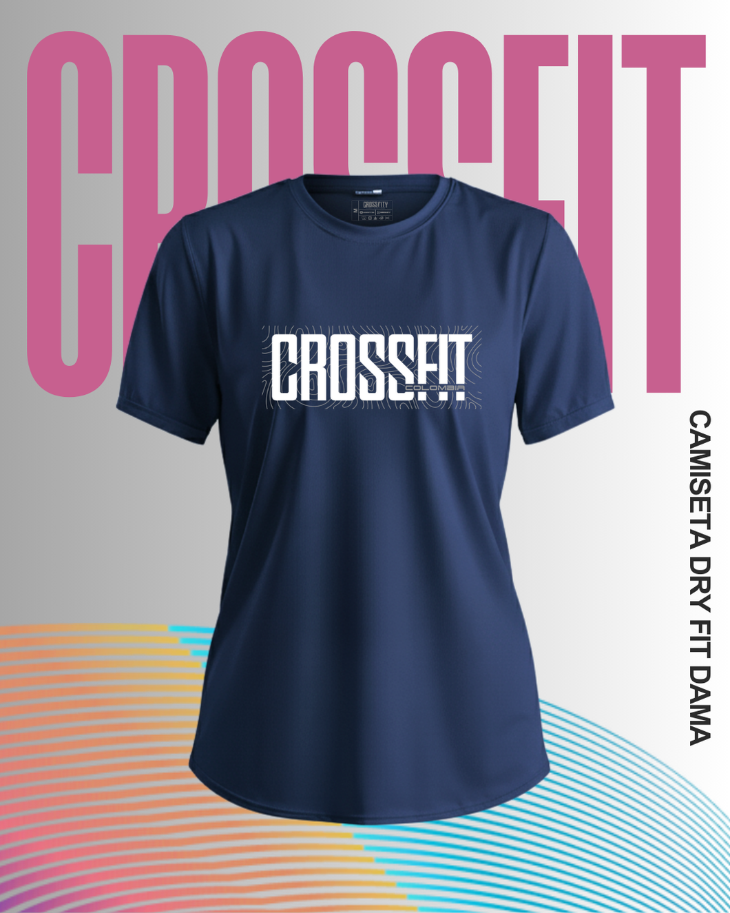 Camiseta crossfit colombia v4 Damas azul oscuro