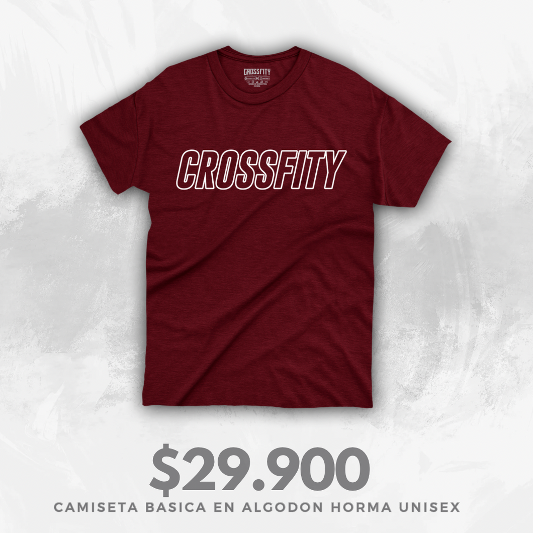 Camiseta Crossfity Contorno (Algodon + Poliester) Vinotinto