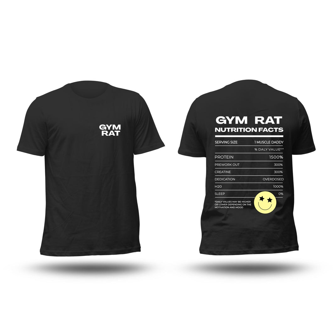 Camiseta GYM RAT  (Algodon + Poliester) Negro