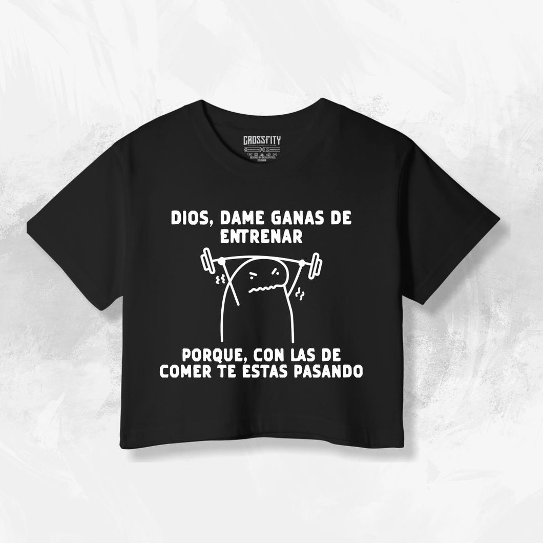 Crop Top dama DAME GANAS DE ENTRENAR (DRY FIT) Negra