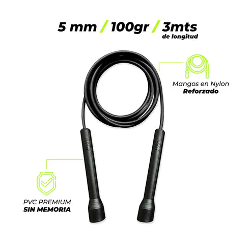 Lazo de Salto 5mm PVC Premium Negro