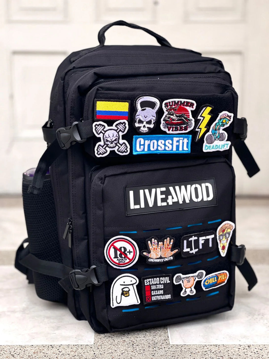 Morral Tactico LIVE4WOD 45 LITROS Negro/Azul