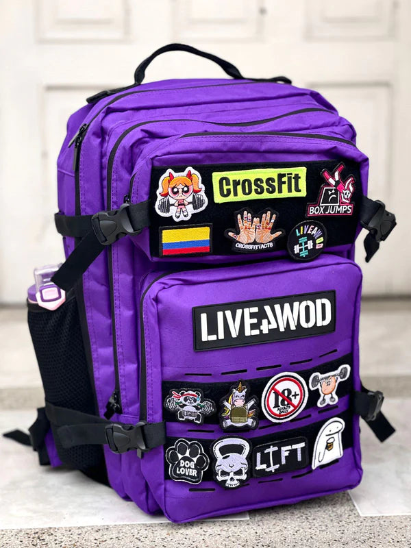 Morral Tactico LIVE4WOD 45 LITROS Morado (no incluye parches)
