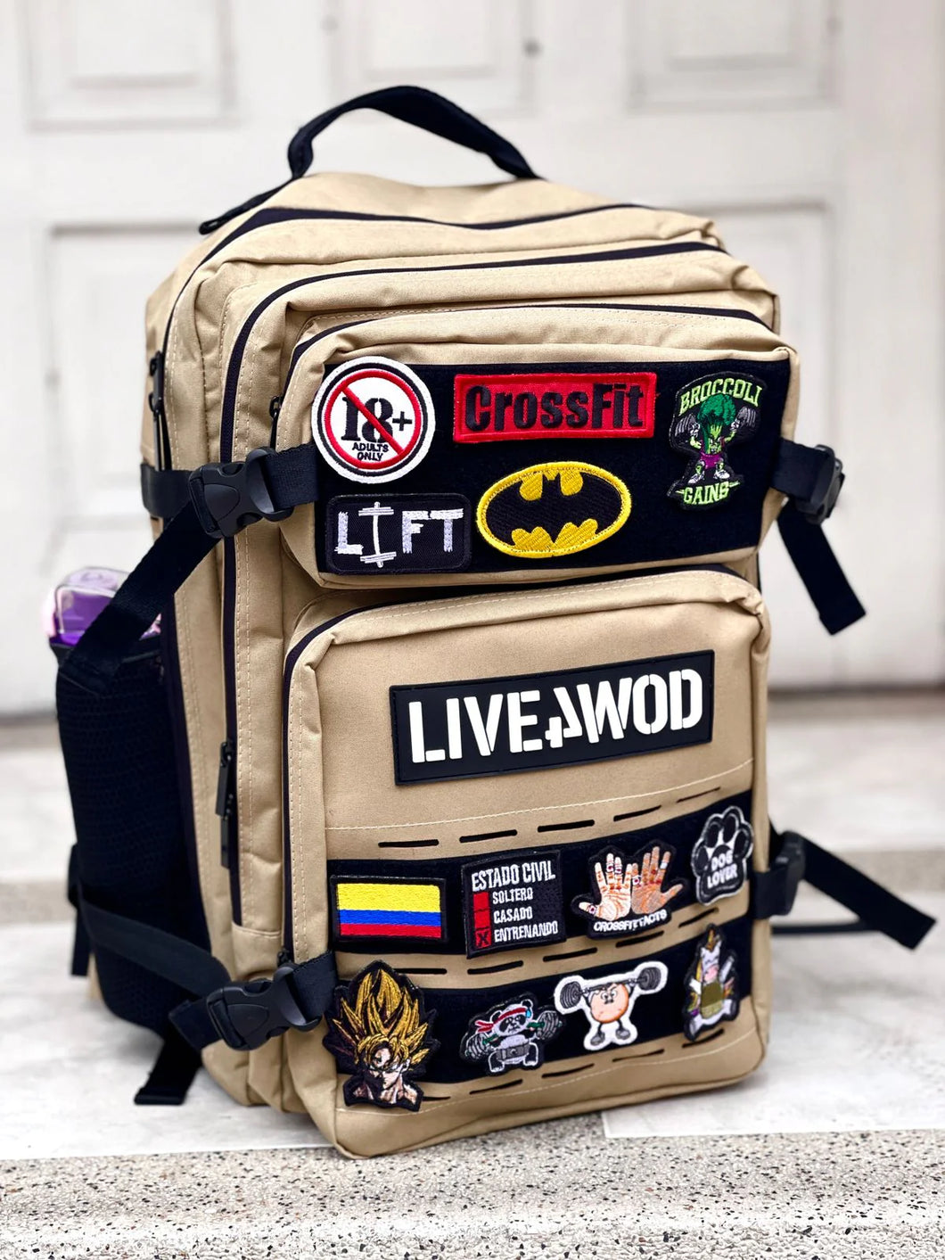 Morral Tactico LIVE4WOD 45 LITROS BEIGE (no incluye parches)