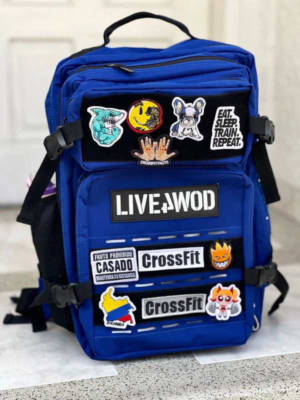 Morral Tactico LIVE4WOD 45 LITROS AZUL REY (no incluye parches)