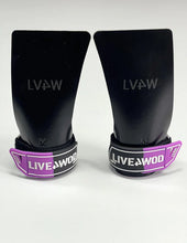 Cargar imagen en el visor de la galería, Grips (Calleras) URSUS 2.0 Sin Hueco LIVE4WOD Negro/lila (No necesitan magnesio)

