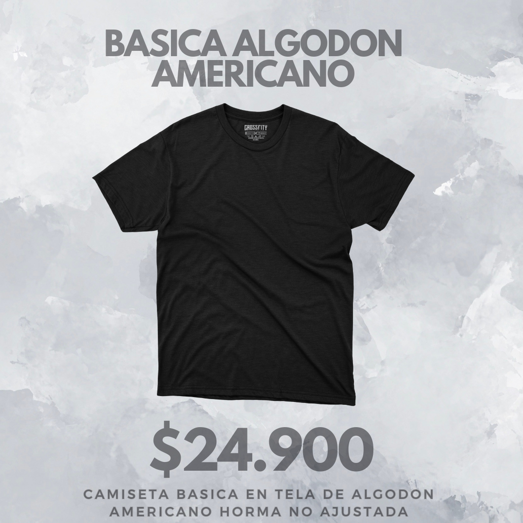 Camiseta Basica Algodon Americano Negro