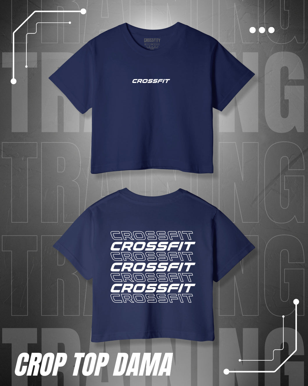 Crop Top dama CROSSFIT (Algodón + Poliéster) Azul Oscuro
