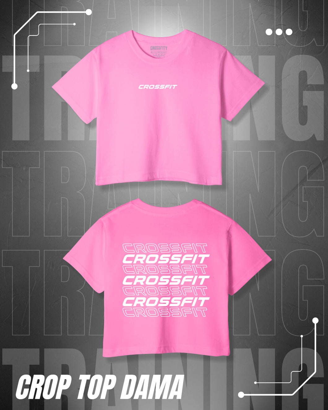 Crop Top dama CROSSFIT (Algodón + Poliéster) Rosado