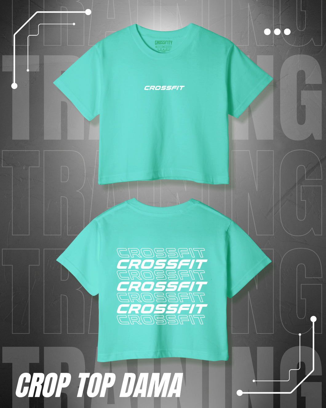 Crop Top dama CROSSFIT (Algodón + Poliéster) Verde Menta