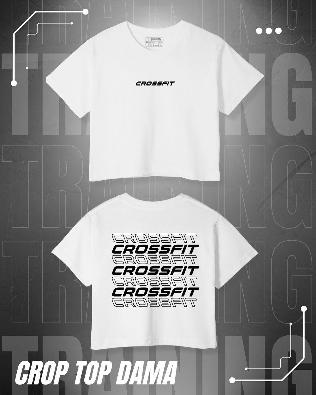 Crop Top dama CROSSFIT (Algodón + Poliéster) Blanca
