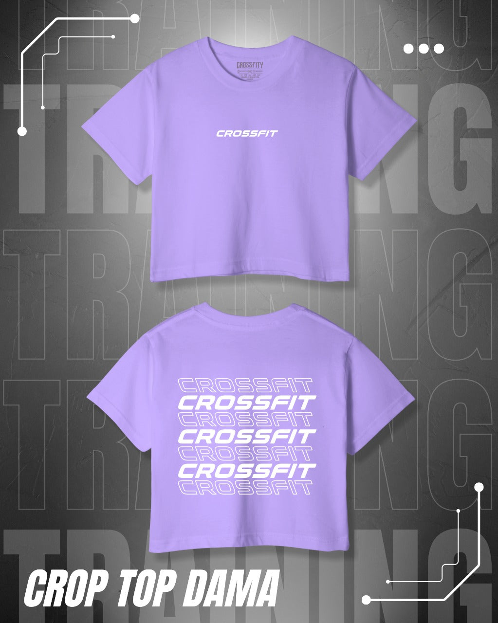 Crop Top dama CROSSFIT (Algodón + Poliéster) Lila