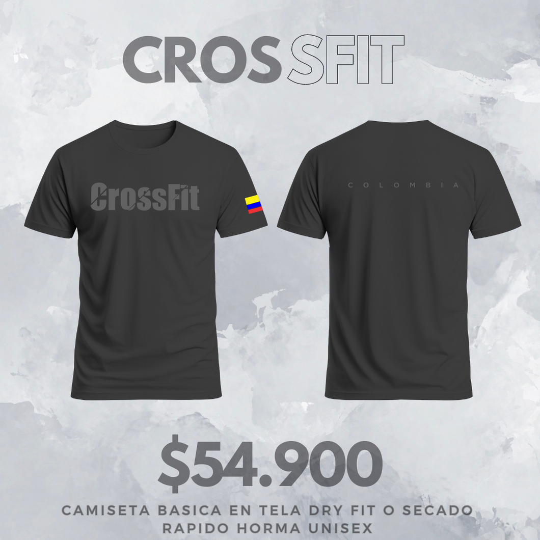 Camiseta Dry Fit Crossfit V1 Negro / Silver