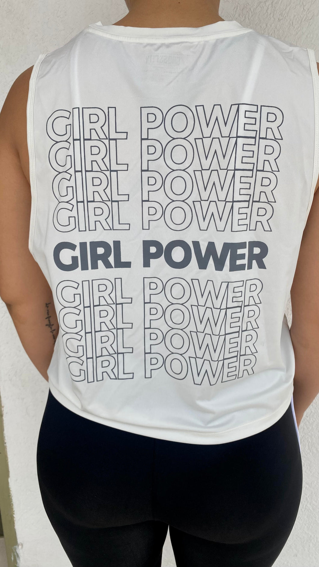 Tank Top Horma Dama Tela Dry Fit Girl Power Blanco