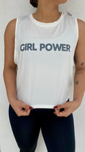 Cargar imagen en el visor de la galería, Tank Top Horma Dama Tela Dry Fit Girl Power Blanco
