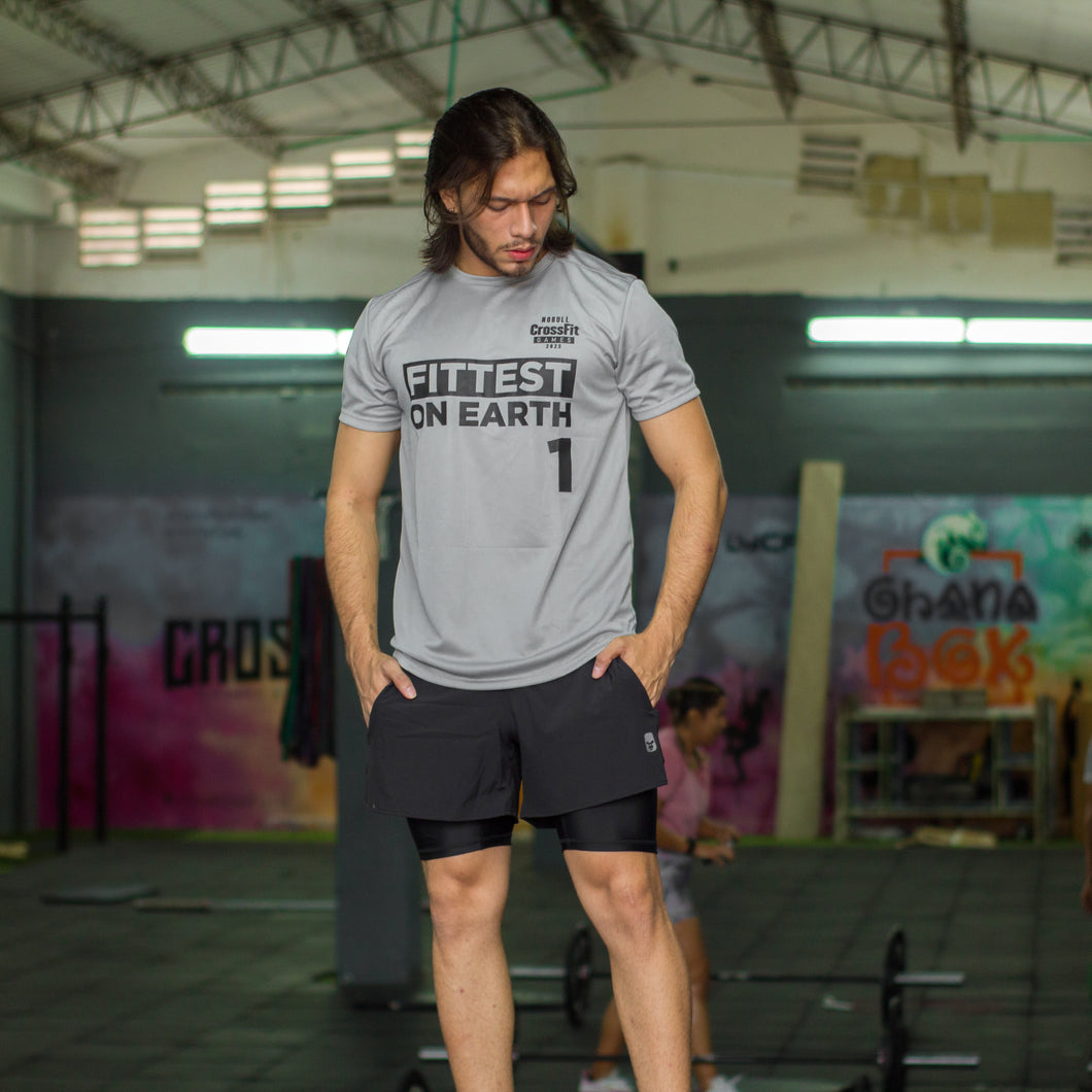 Camiseta FITTEST ON EART Gris Claro/ Negro (Dry Fit)