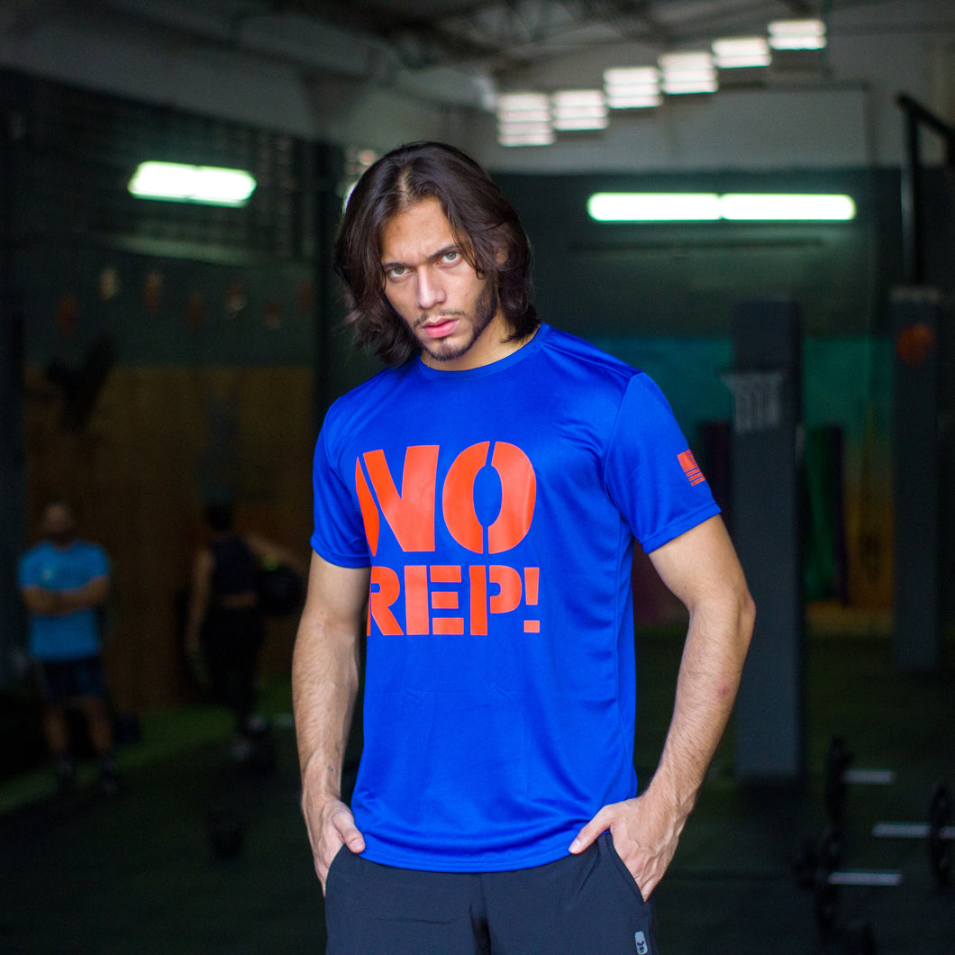 Camiseta NO REP Azul Rey / Naranja (Dry Fit)