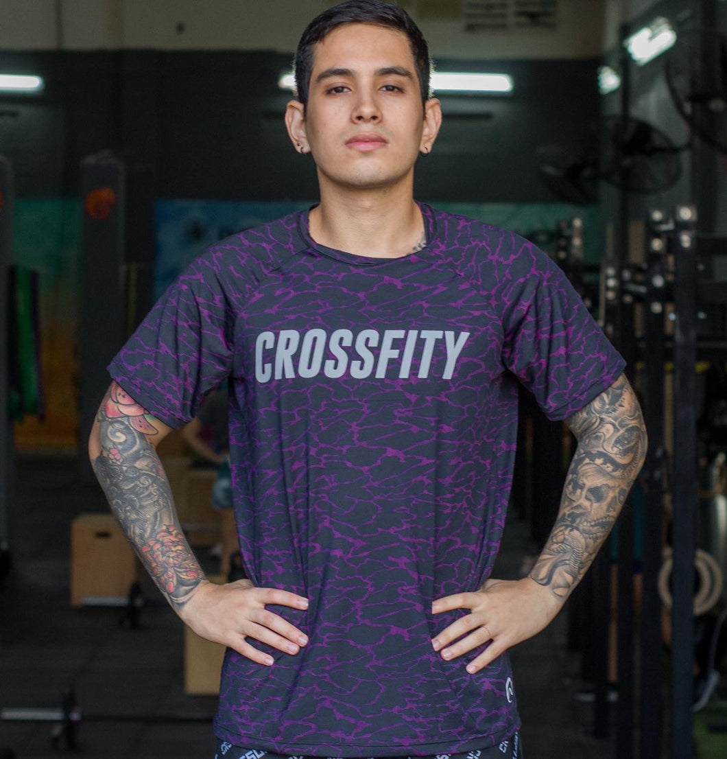 Camiseta Crossfity Camo Morado Dry Fit